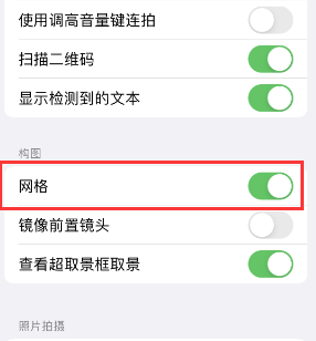 江边乡苹果手机维修网点分享iPhone如何开启九宫格构图功能 